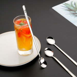 304 Stainless Steel Spoon Korean Style Long Handle Ice Spoon Stirring Spoon Creative Soup Spoon Fancy Internet Celebrity Exquisite Iron Spoon