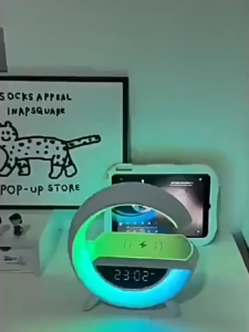 4 in1 LED Atmosphere Light RGB Wireless Charger Bluetooth Speaker Table Lamp Over 10 Modes Light Wireless
