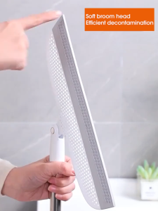 Flexible Magic Broom and Squeegee for Floors Glass and Tiles – Long Handle Cleaning Tool with Perforated Bristles for Water Dust and Pet Hair Removal – Pet Hair Cleaner | Sleek Handle Design | Flexible Bristles Dog Hair Broom