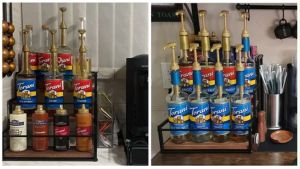 [In Stock&COD] 3-Tier Wine Rack Countertop Storage Rack Coffee Syrup Rack Organizer 12-Bottle Pump Bottle Rack Condiment Luxury Display Rack Organizer  Spice Racks Coffee Bar Station for Office Kitchen Space Saver