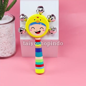 TAIYO Musik Kayu Kerincingan Baby Rattle Bell Tangan Edukasi Montessori Wooden Suara Mainan Anak
