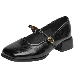 Josiny | Mary Jane New Spring French Black Single Shoes Coarse Heels