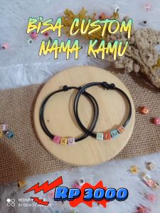 CUSTOM GELANG NAMA KAMU HURUF DADU WARNA WANI TALI KOREA DAN GELANG POLOS