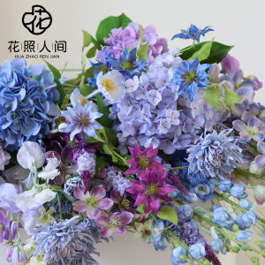 High Quality Artificial Flowers Monet Garden Scenery Blue Purple Series Decorative Fake Flowers Photography Props Home Decor