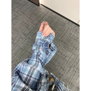 Áo Sơ Mi Kẻ Caro Phong Cách Mỹ Vintage Dành Cho Nữ Dáng Rộng Tay Dài Cổ Polo Thời Trang Thu Đông Áo Khoác Ngoài Hợp Thời Trang