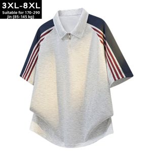 BINHANG | Big Size Half Zipper Polo Shirt Mens Summer Breathable Loose Sportswear