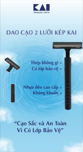 Dao Cạo Râu 2 Lưỡi Kép Thân Nhựa Kai 003309 Set 1 Thân 5 Lưỡi Dao (Combo Dao CạoVà Set Mini )