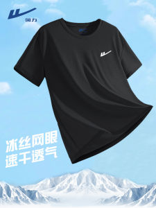 เสื้อยืดแขนสั้นผ้าไหมน้ำแข็งสำหรับผู้ชาย แห้งเร็ว วิ่ง ฟิตเนส ฤดูร้อน ใหม่ เสื้อผ้ากีฬา ผ้าฝ้ายโพลีเอสเตอร์ ทรงหลวม ปกติ