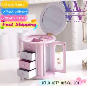 Cute Hello Kitty Musical Cosmetics Jewel Mirror Storage Box