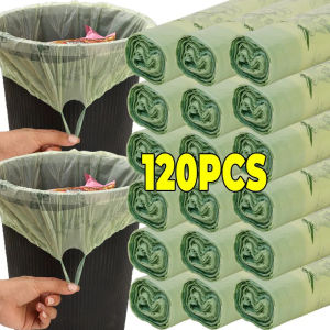 ถุงใส่ขยะมีเชือกผูกสำหรับใช้ในบ้านถุงใส่ขยะกำจัดกลิ่นแบบใช้แล้วทิ้งครัวหอพัก120ชิ้นห้องนั่งเล่นการจัดระเบียบของเสีย