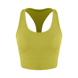 Wide Shoulder Anti-Shake Ribbed Sport Bra Top