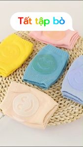 Vớ tất bảo vệ đầu gối cho bé tập bò đệm hình mặt cười