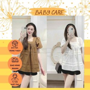 [MIỄN SHIP M51]ÁO BẦU BABYDOLL CỔ VUÔNG ÁO CỘC BẦU MÙA HÈ THIẾT KẾ TRẺ TRUNGSIÊU HÓT FREE SIZE 43-65KG