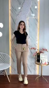 Celana wanita Scuba pensil saku Paspol Premium / celana kerja kantor (Muat BB 40-75kg)