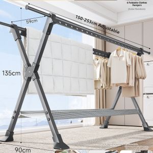 Foldable Indoor & Outdoor Dual Rod Clothes Drying Rack