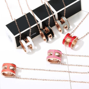 Dây Chuyền Chữ H Sang Trọng Nhẹ Dành Cho Nữ Bằng Thép Titan Hình Trái Tim Nhỏ Màu Vàng Hoa Hồng Đơn Giản Dây Chuyền Xương Đòn