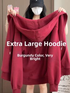 SUHUIQIAN | Red Hooded Casual Sweatshirt Coat Lazy Style