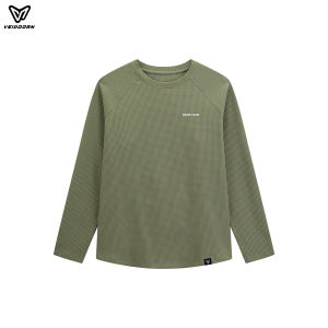 Veidoorn | Veidoorn Mens Waffle Knit Long Sleeve Shirt Outdoor Casual Top Crew Neck Base Layer T-Shirt Spring Fall Streetwear Lightweight