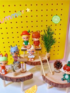Pop Mart Blind Box Hand-Made Scene Matching Layout Multi-Layer DIY Accessories Storage Display Stand Wooden Mori Style