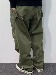 Retro American Work Pants Mens Loose Wide Leg Casual Multi Pocket Long Trousers Spring Autumn High Street Style Youth Trend