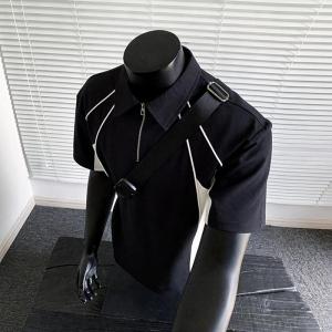 XIBAIYI | Plus Size Color Block Half Zip Loose Polo Shirt