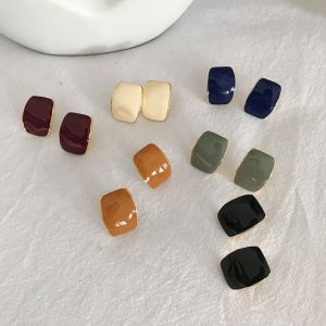 Bông Tai Hình Vuông Khối Hiện Đại Thời Trang Cho Nữ Bông Tai Hình Học Đơn Giản Màu Đỏ Đen Trắng Xanh Lá Cây Bán Sỉ Trang Sức