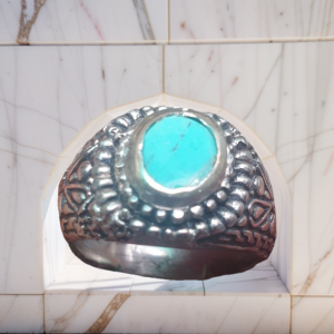 Batu Akik Pirus Persia Ring Alpaka Super Model Tanam Klasik