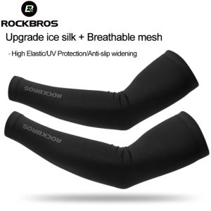 ROCKBROS Ice Silk Arm Sleeves Sun Protection Anti-UV Cycling Arm Sleeves Outdoor Sports Running Hiking Camping Motorcycle Riding Arm Cover