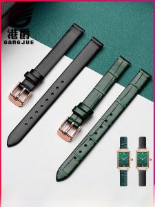 GANG JUE | Original Soft Female Leather Watch Band Pin Buckle Waterproof Suitable For Ck Utilitarian Thin Medium Glossy Watch Straps