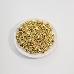 10-1000pcs/lot 3-20mm ABS Imitation Pearl Beads Plated Gold Loose Spaced Round Beads For DIY Bracelet Necklace Jewelry Wholesale