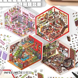 [KW] Landscape Sticker Advanced 3D Scene Sticker Level 3 Intricate City Build Journal Scrapbook Fidget Toy Adult Gift