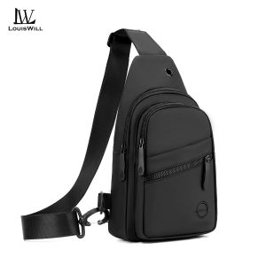 LouisWill Mens Chest Bag Cross Body Bag Waterproof Travel Shoulder Bag Large Capacity Casual Bag Earphone Hole Design Men Fashion Shoulder Bag Leisure Sport Street Bag for College Student