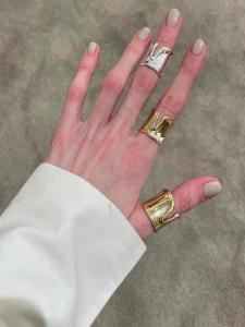 Gold Plated Wide Open Bone Ring Geometric Wave Design Korean Style Fashion Jewelry Gold And Silver Rings for Women