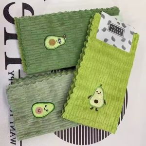 Polocat ผ้าเช็ดจานลายอะโวคาโด4ชิ้นน่ารักผ้าเช็ดจานเป็นมิตรกับสิ่งแวดล้อมผ้าเช็ดครัวดูดซับชุดทำความสะอาดนำมาใช้ใหม่ได้