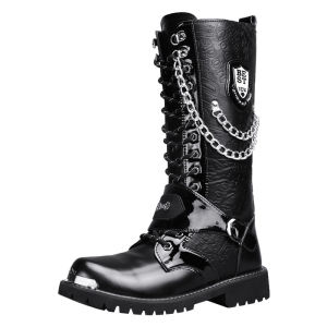 NUDANLAI | Mens Winter High-top Boots Punk Metal Studs Trendy Boots