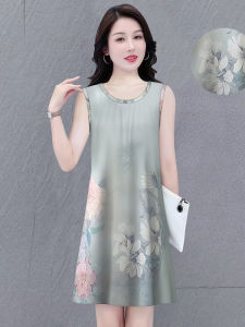 ชุดเดรสยาวแขนกุดพิมพ์ลายฤดูร้อนปี 2025 สำหรับผู้หญิง ทรงหลวม คอตั้ง กระโปรงทรงเอ ชุดเดรสแขนกุด ทรงเข้ารูป ชุดเดรสยาว