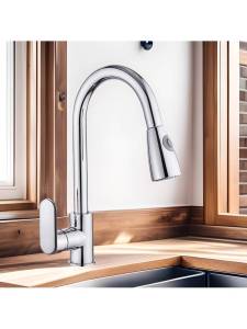 Colorful Copper Tri-Connect Kitchen Faucet Rotating & Adjustable Temperature Control