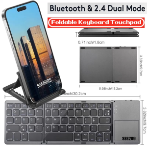B033 Mini Folding Keyboard Bluetooth Foldable Wireless Keypad Touchpad Windows Android IOS Tablet Universal Touchpad