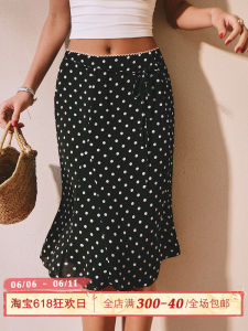 Retro Hepburn Style Black Polka Dot A-line Skirt