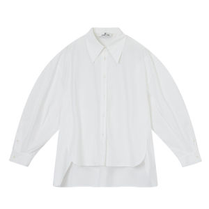 Lagetom 2024 Spring New Casual Loose Long Sleeve Pure Cotton White Shirt for Commuting Simple Style Womens Fashion Shirt