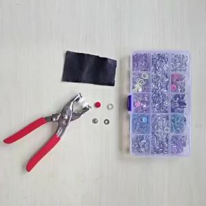 Bộ 100 Khóa Kim Loại Có 5 Chấu Kèm Kìm Bấm Bộ Dụng Cụ May Vá Làm Đồ Da Thủ Công DIY