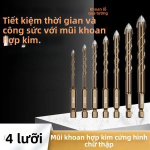 7 Cái/bộ Mũi Khoan Hợp Kim Có Rãnh Xoắn Ốc Chuôi Lục Giác 3mm-12mm Dùng Cho Bê Tông Gốm Sứ Gạch Thủy Tinh Khoan Kim Loại - Dụng Cụ Cải Tạo Nhà Cửa
