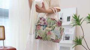 Chinese-Style Portable Bento Lunch Bag Floral Insulated Meal Carry Bag for Students RH2559/RH2560