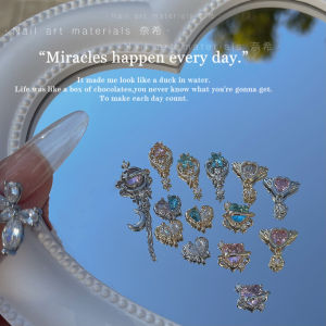 Nich Nail Beauty New Product Gold and Silver Color Pretty Girl Sailor Moon Zircon Nail Ornament Sapphire Color Zirconium Nail Jewelry