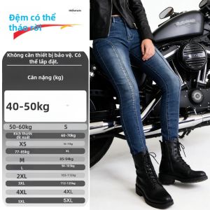 Quần Đi Xe Máy Nữ Quần Jean Moto Màu Xanh Thiết Bị Bảo Hộ Bảo Vệ Đầu Gối Quần Đi Xe Máy Polyester Cotton Blend