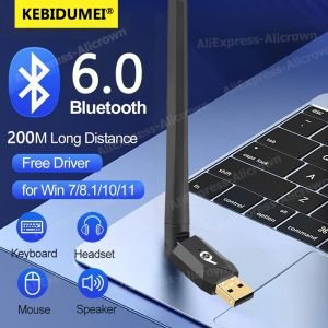 200M Bluetooth 6.0 5.4 Adapter USB Dongle Wireless Adapter Music Audio Receiver Transmitter for PC Mouse Keyboard Driver Free