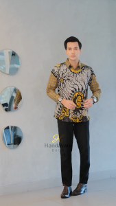 MOTIF CAKRAWALA Baju Atasan Kemeja Batik Slimfit Pria Premium Modern Lengan Panjang Pendek Full Furing | HANDAYANI BATIK