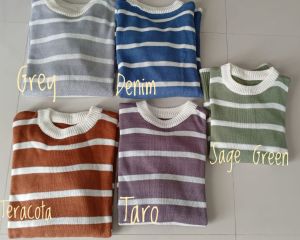 Atasan Rajut Garis Oversize Blouse Rajut Strip Jumbo