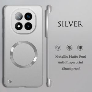 Ultra Thin Metallic Paint Texture Frameless Magnetic Case For Redmi Note 15 14 Pro Plus K80 K70 E Pro Shockproof Protect Cover