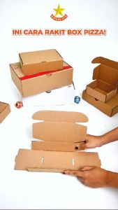 (1 PCS) Free Sablon Kardus Box Dus Pizza B Flute Kotak Hampers Uk 22 x 22 x 7.5cm Murah Ecer